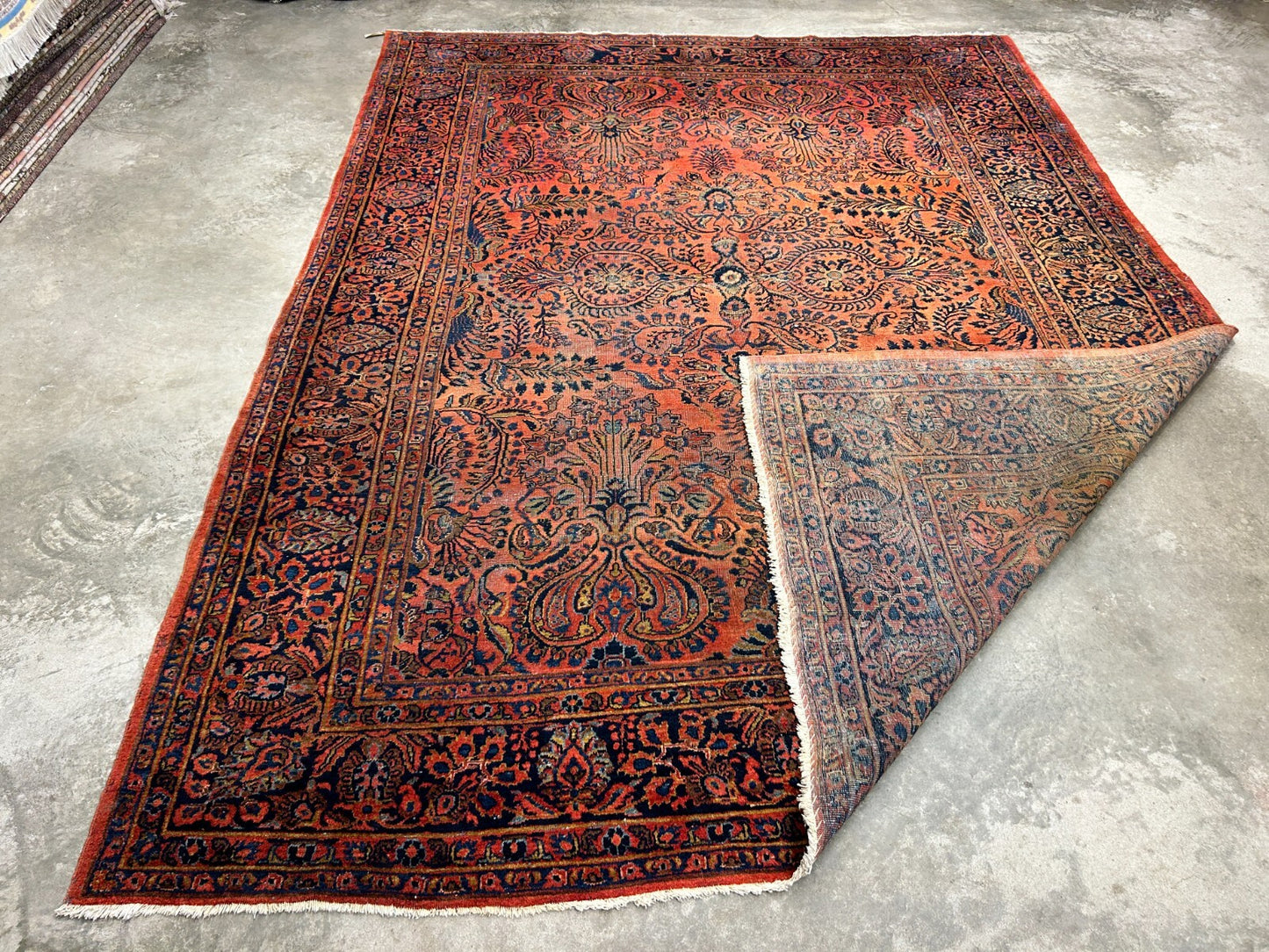 9'3"x12'7" Antique Fine Lamb Wool Sarouke Rug Hand-knotted Carpet