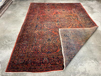 9'3"x12'7" Antique Fine Lamb Wool Sarouke Rug Hand-knotted Carpet