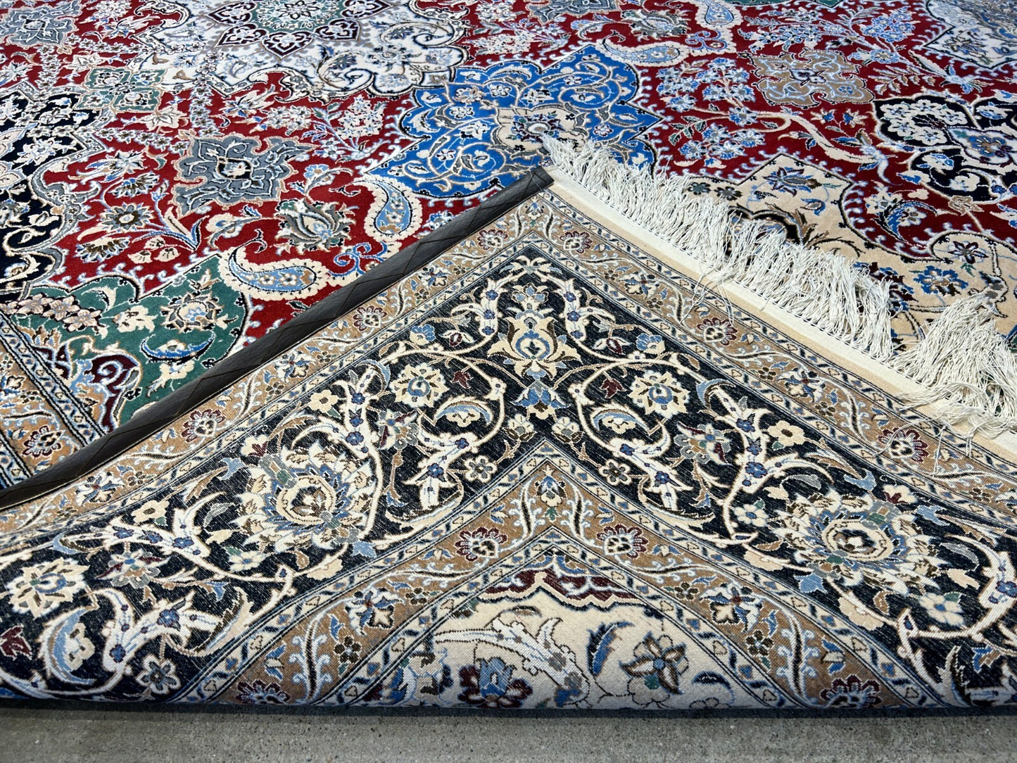 6'8"x10' Very Fine Hand-Knotted Wool & Silk Naine Rug - Area Carpet