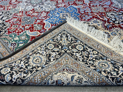 6'8"x10' Very Fine Hand-Knotted Wool & Silk Naine Rug - Area Carpet