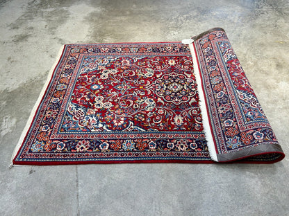 3'5"x5'2" Hand-Knotted 100% Wool Pile Sarouke Rug