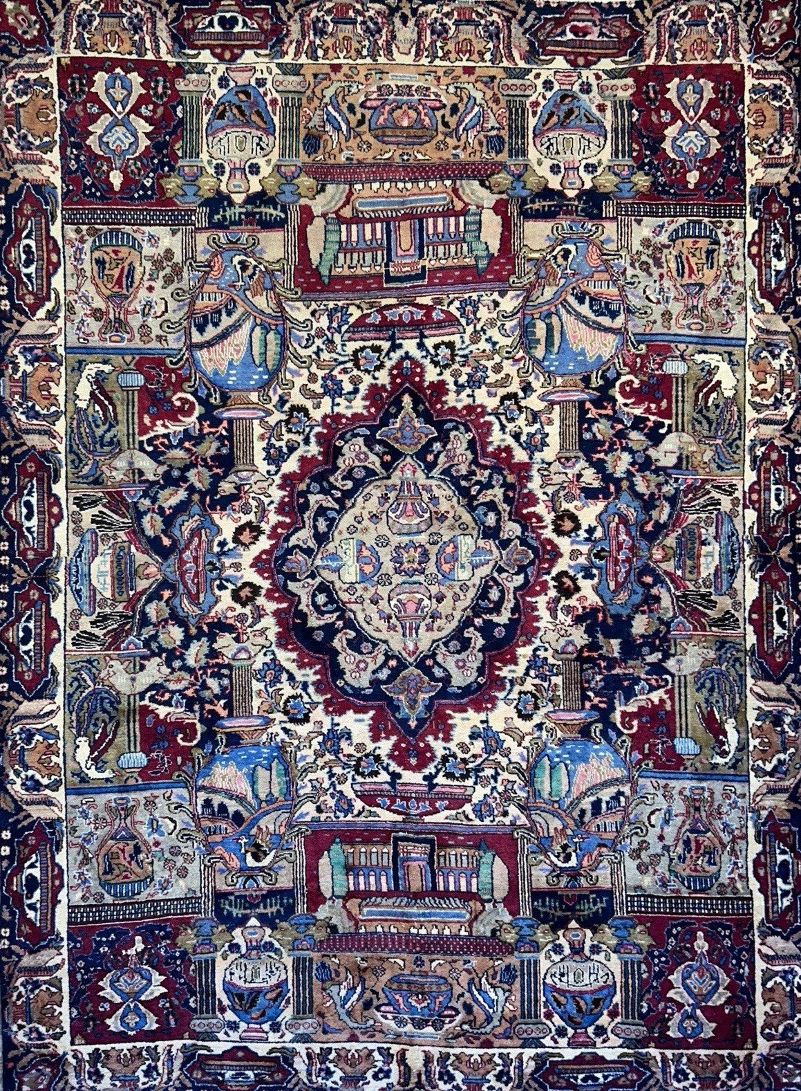 8’2”x11’2” Antique Hand-Knotted 100% Wool Pile Tabrize Area Rug - Carpet