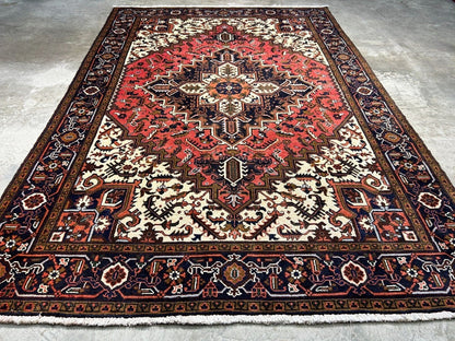6'10" x 9'7" Hand-Knotted 100% Wool Pile Herize Area Rug - Carpet