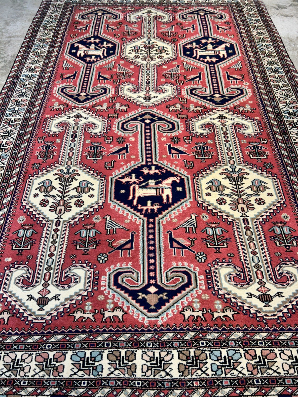 6'2"x9'0" Hand-Knotted 100% Wool Pile Indian Serapi Carpet - Area Rug