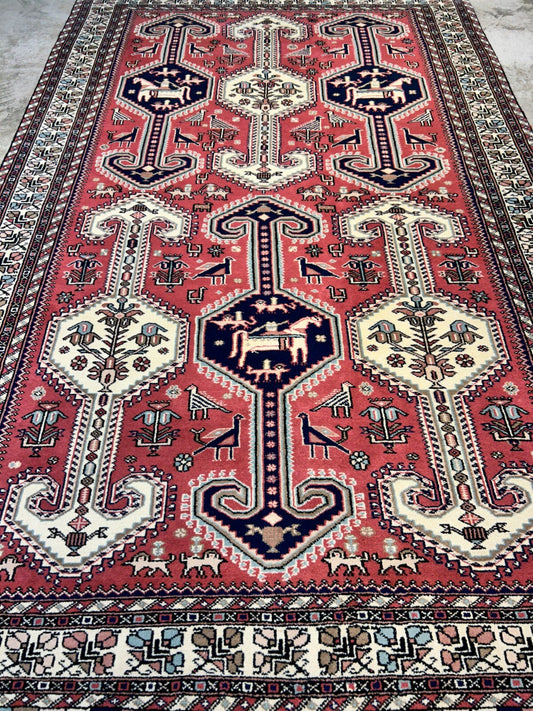 6'2"x9'0" Hand-Knotted 100% Wool Pile Indian Serapi Carpet - Area Rug