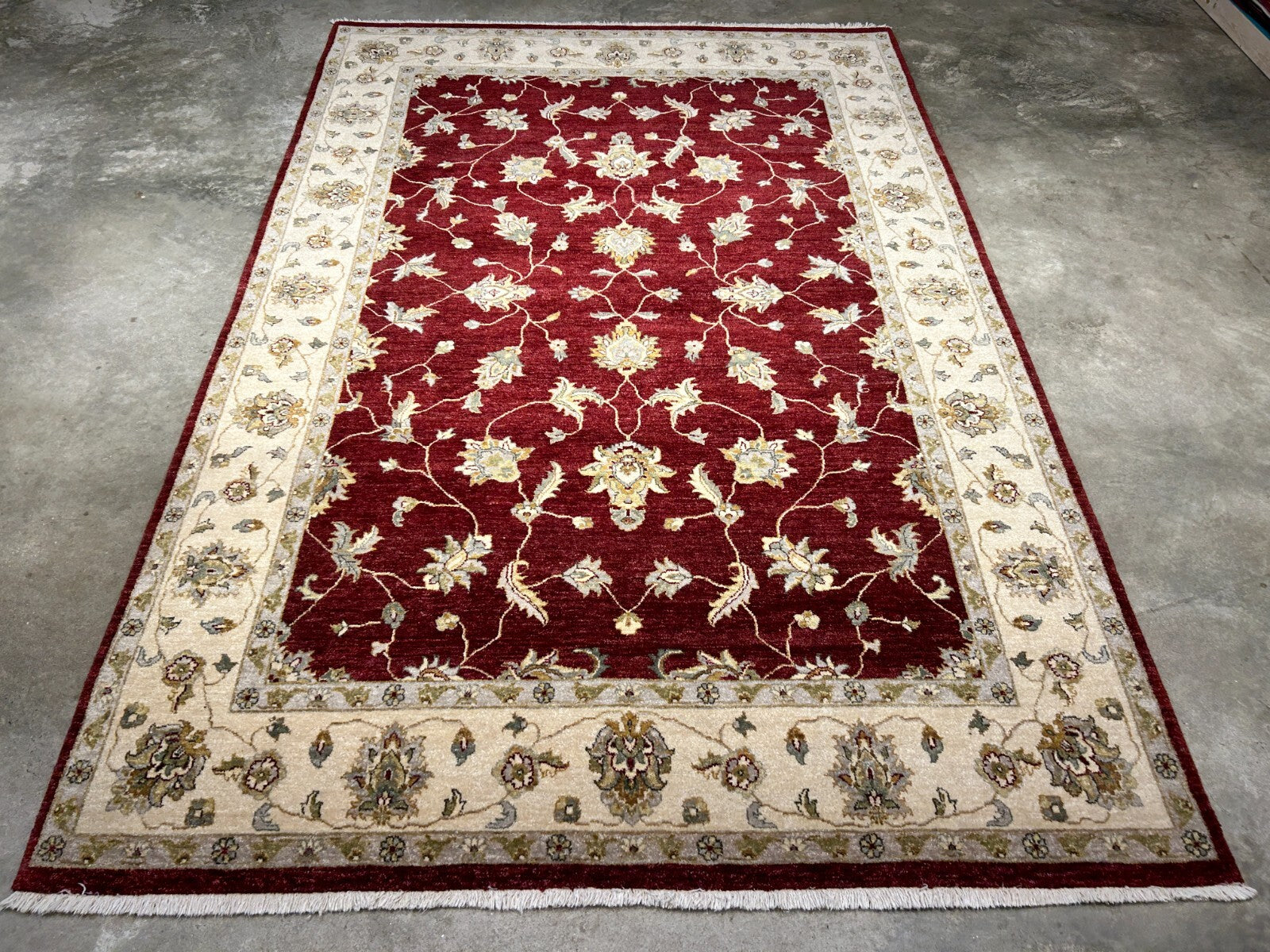6'7"x9'9" Hand-Knotted 100% Wool Pile Indian Agra Carpet - Area Rug