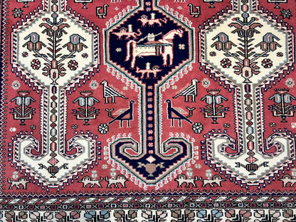 6'2"x9'0" Hand-Knotted 100% Wool Pile Indian Serapi Carpet - Area Rug