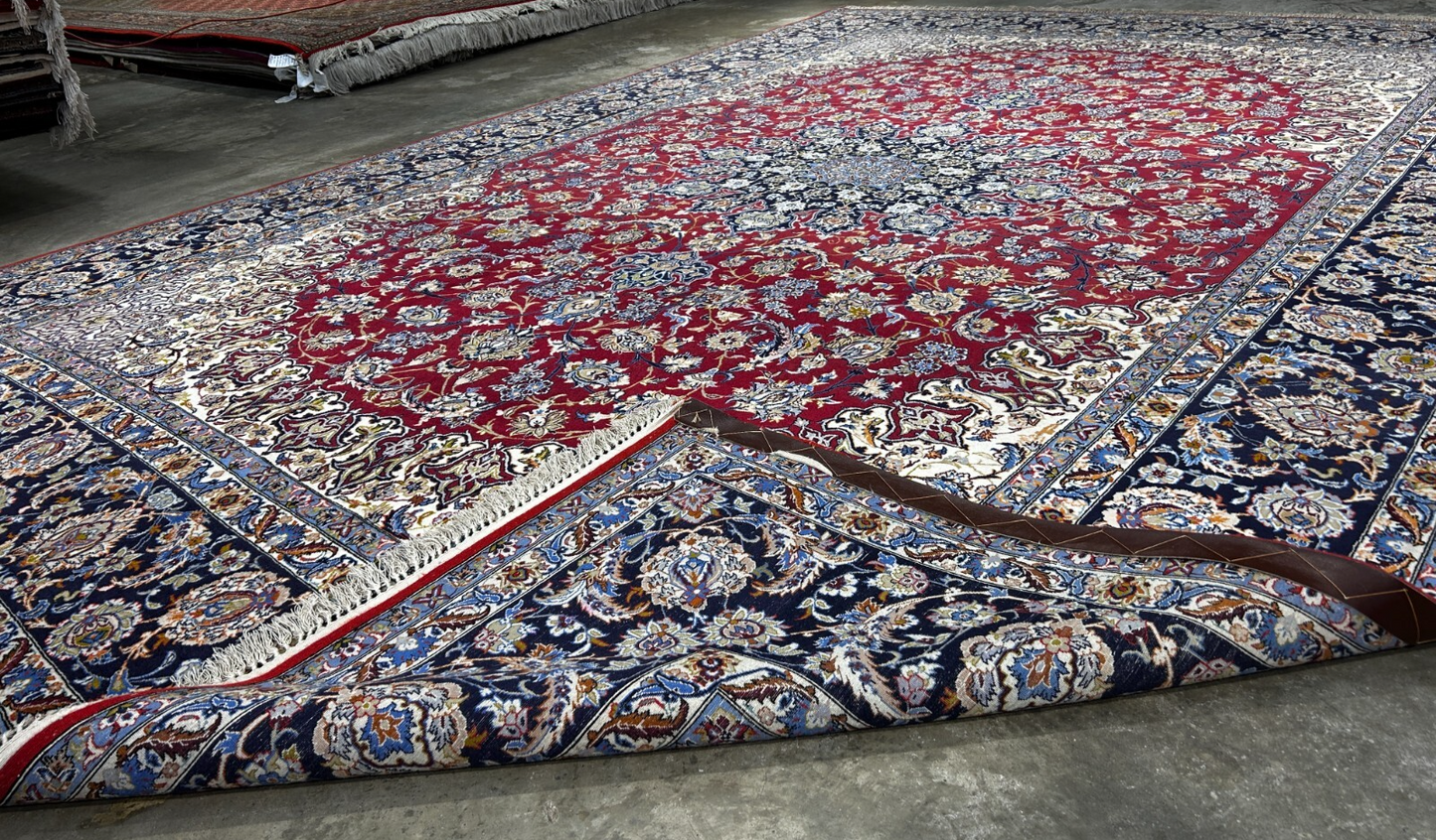 8'1"x11'6" Extra Fine Hand-Knotted Wool & Silk Isfahane Rug