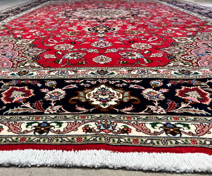 6'7"x9'10" Fine Hand-Knotted Wool & Silk Blend Tabrize Carpet - Area Rug