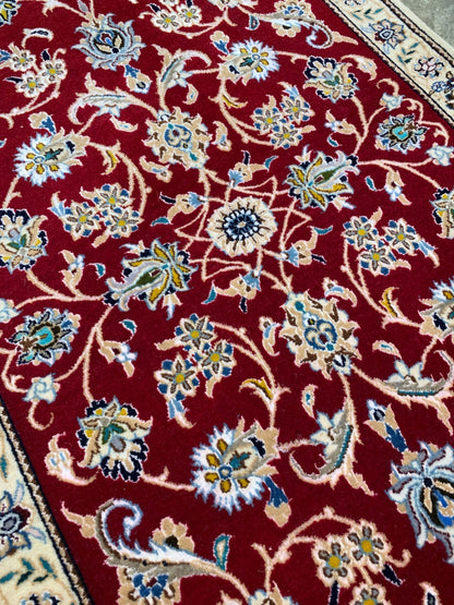 2'1"x2'11" Fine Hand-Knotted Wool & Silk Naine Rug