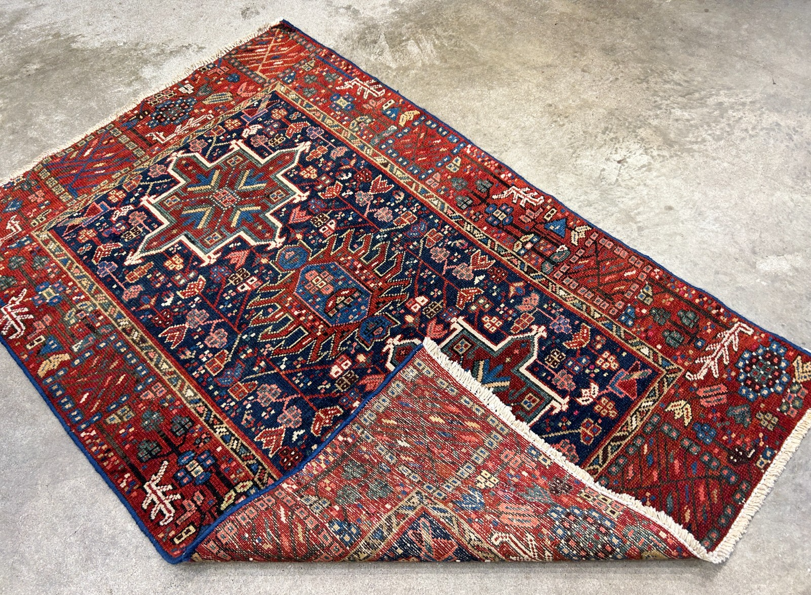 3'x4'6" Antique Hand-Knotted 100% Wool Pile Karaja Rug