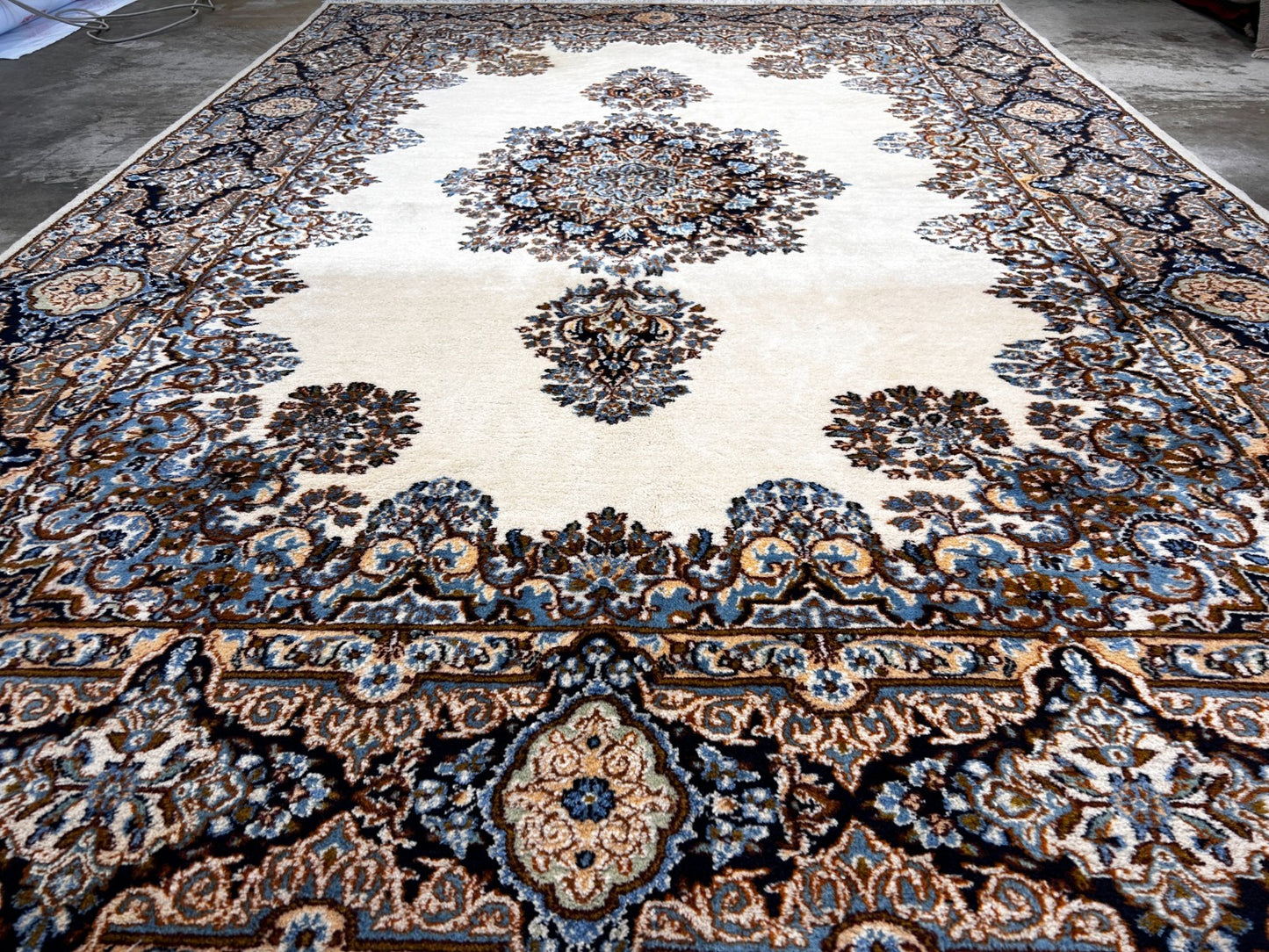 7'4"x10'10" Hand-Knotted 100% Wool Kermane Area Rug - Carpet