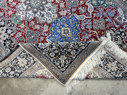 6'8"x10' Very Fine Hand-Knotted Wool & Silk Naine Rug - Area Carpet