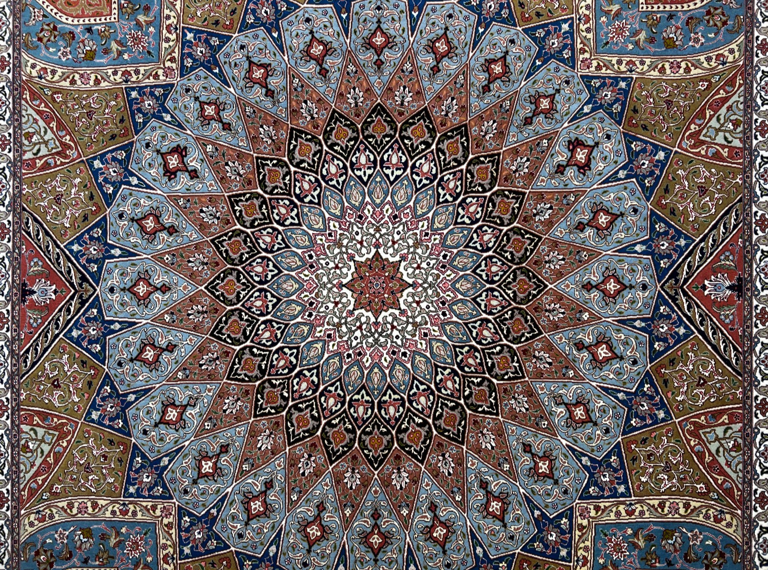 8'3"x10'5" Very Fine Hand-Knotted Wool & Silk Tabrize Rug