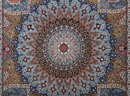 8'3"x10'5" Very Fine Hand-Knotted Wool & Silk Tabrize Rug