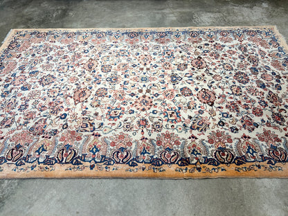 7'x11'10" Antique Hand-Knotted Wool Oriental Kermane Rug - Area Carpet