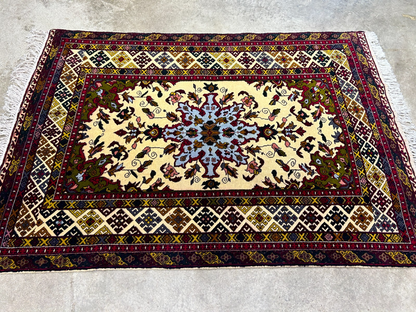 3'3"x4'9'' Hand-Knotted 100% Wool Afghan Medallion Area Rug