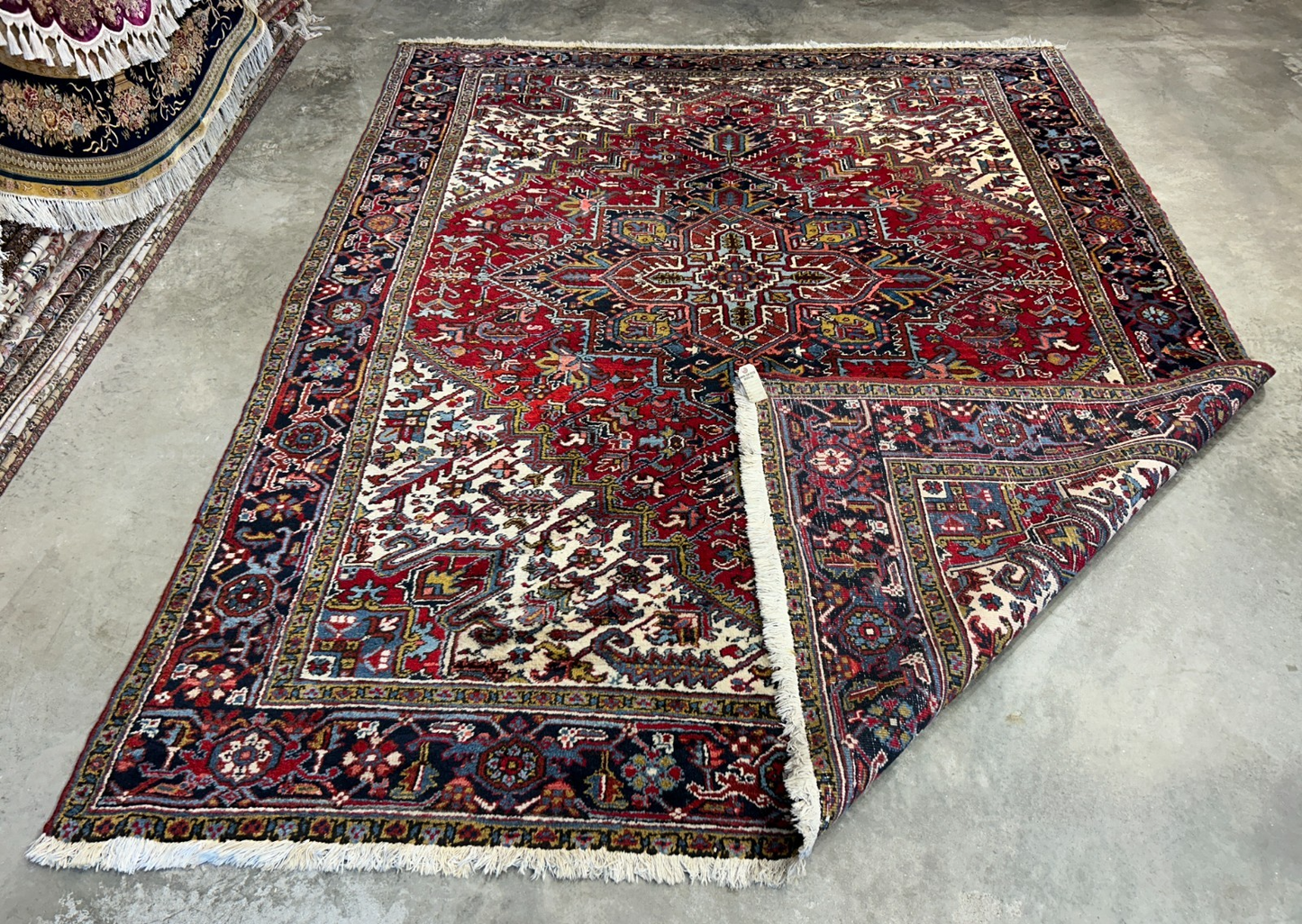 8'2"x10'8" Vintage Hand-Knotted 100% Wool Pile Herize Area Rug - Carpet