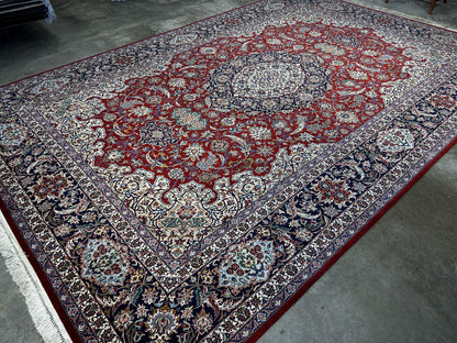 8'1"x11'9" Very Fine Hand-Knotted Wool & Silk Isfahane Area Rug - Signed