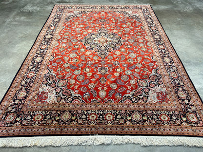 6'10"x9'9" Exquisite Hand-Knotted 100% Silk Kashane Rug