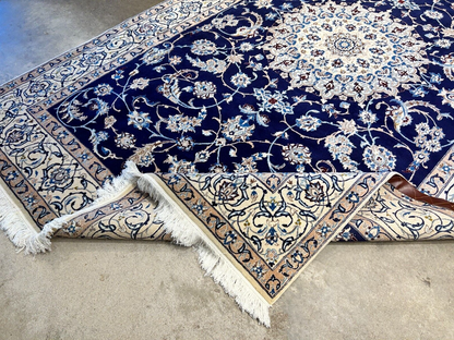 6'5"x10'1" Fine Hand-Knotted Wool & Silk Naine Rug - Area Carpet