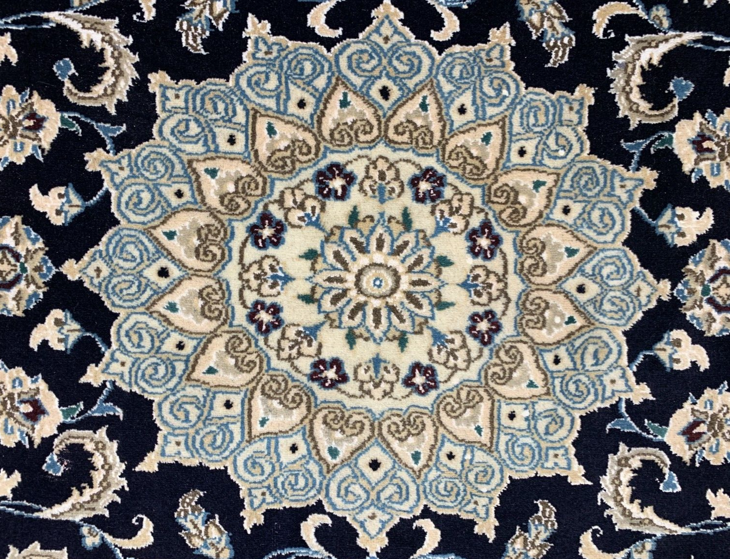 2'11"x4'4" Fine Hand-Knotted Wool & Silk Blend Naine Carpet - Area Rug