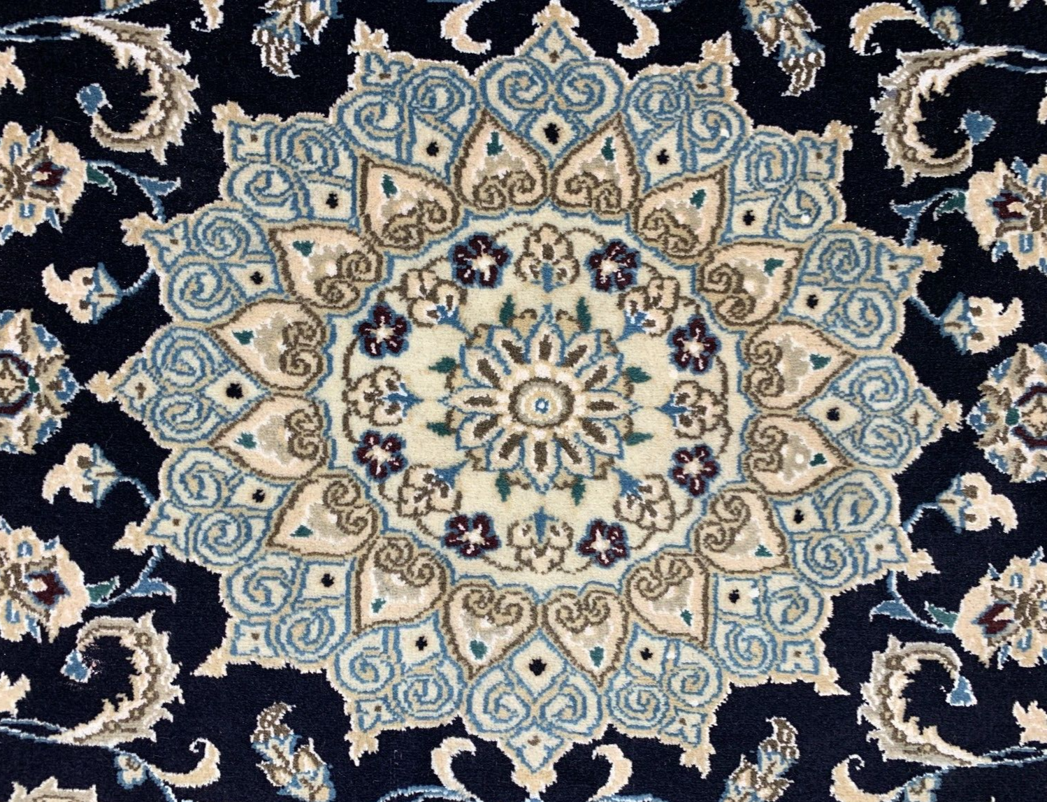 2'11"x4'4" Fine Hand-Knotted Wool & Silk Blend Naine Carpet - Area Rug