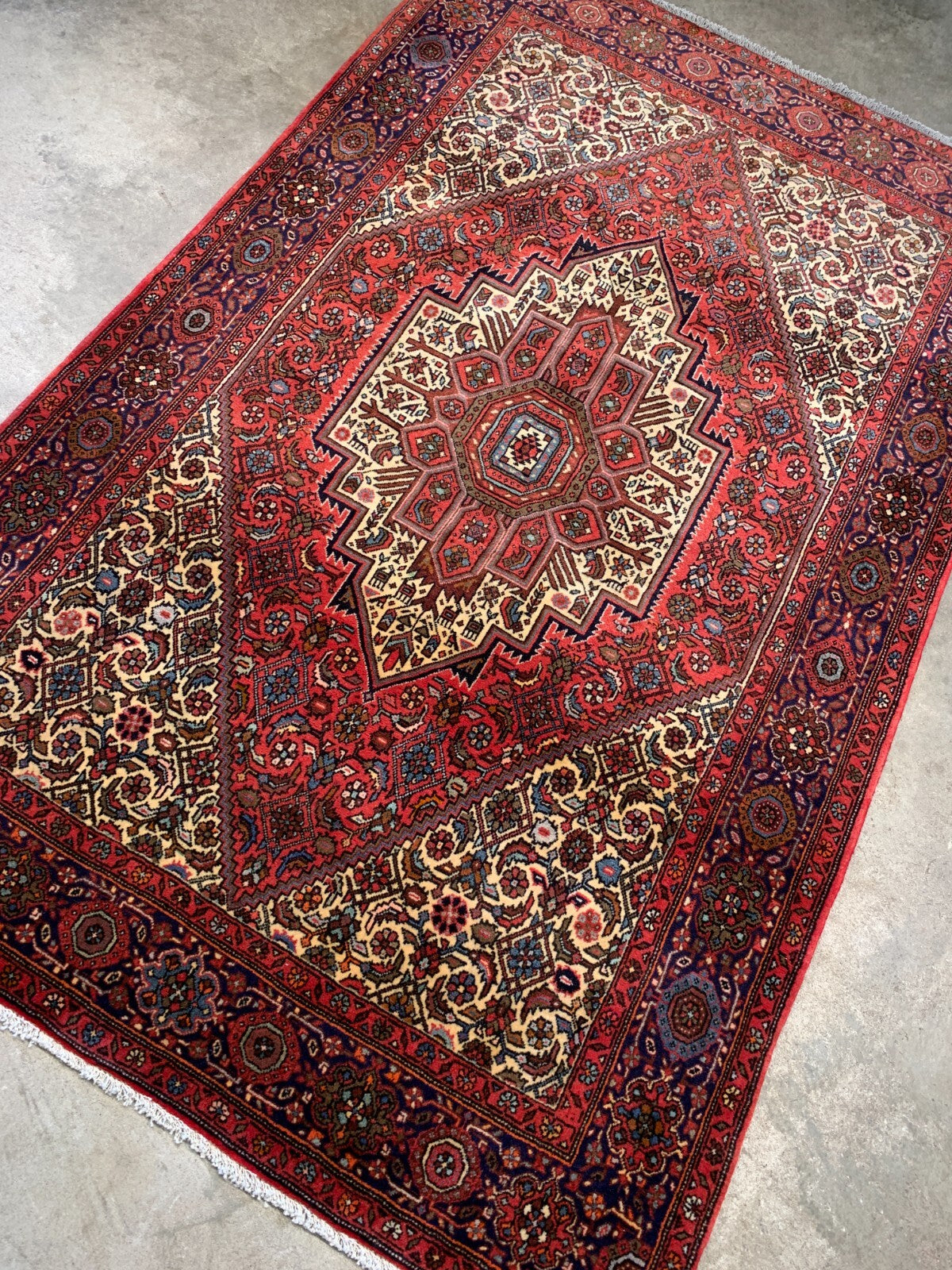 4'1"x6'3" Hand-Knotted 100% Wool Pile Bijare Gholtoghe Carpet - Area Rug