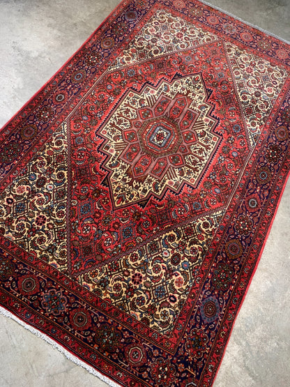 4'1"x6'3" Hand-Knotted 100% Wool Pile Bijare Gholtoghe Carpet - Area Rug
