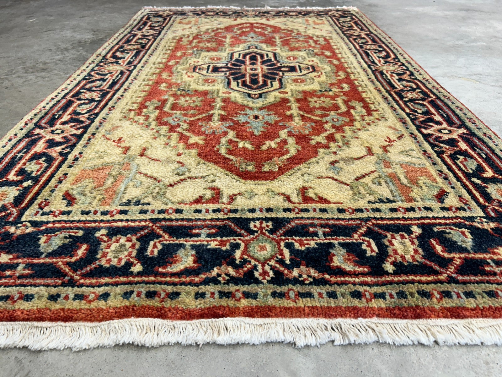 3’x5’ Hand-Knotted 100% Wool Indoserapi Area Rug - Carpet