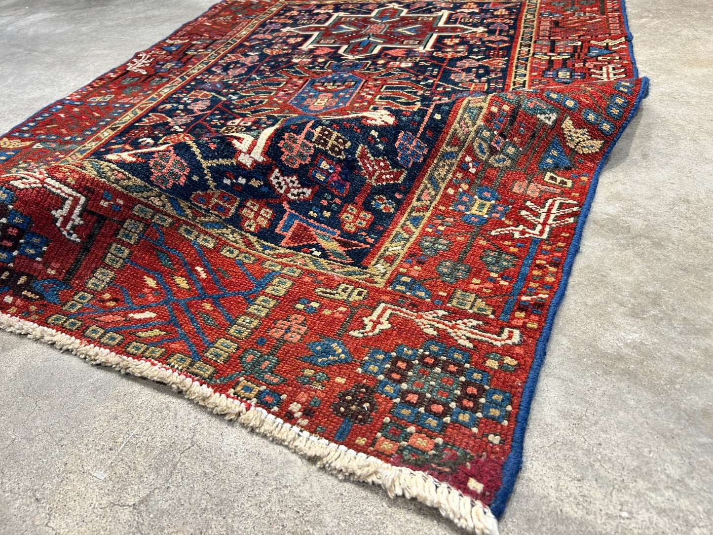 3'x4'6" Antique Hand-Knotted 100% Wool Pile Karaja Rug