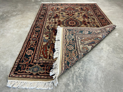 4'x6' Fine Hand-Knotted 100% Wool PileMahal Design Area Rug - Carpet