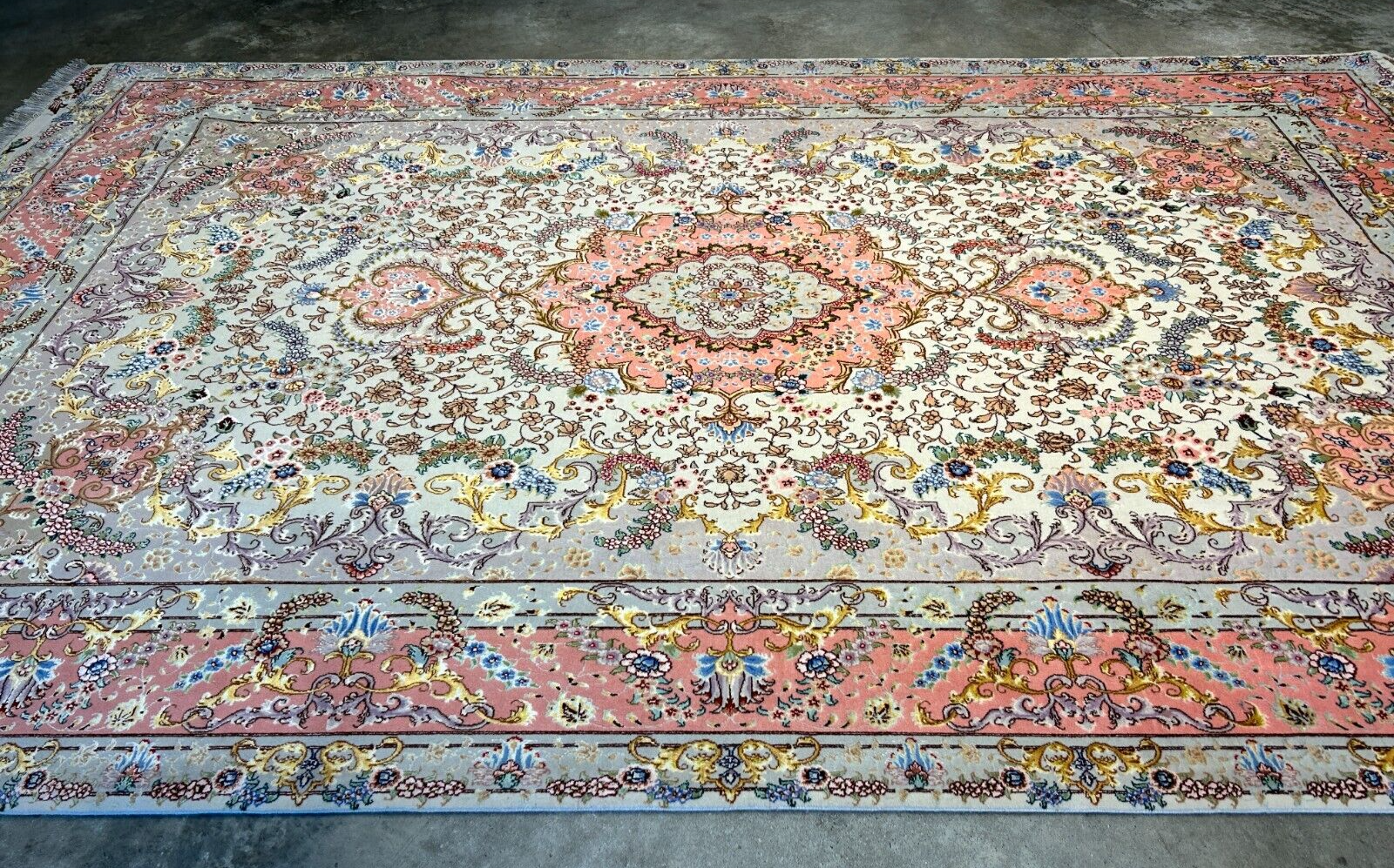 6'8"x10'3" Extra-Fine Signed Hand-Knotted Wool & Silk Tabrize Rug - Area Carpet