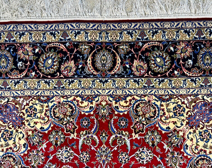 6'9"x10'3" Extra-Fine Hand-Knotted Wool & Silk Blend Isfahane Carpet - Area Rug