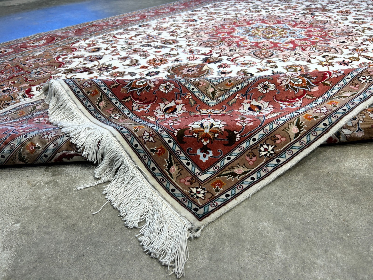 6'7"x10'1" Fine Hand-Knotted Wool & Silk Blend Tabrize Carpet - Area Rug