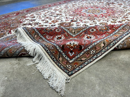 6'7"x10'1" Fine Hand-Knotted Wool & Silk Blend Tabrize Carpet - Area Rug
