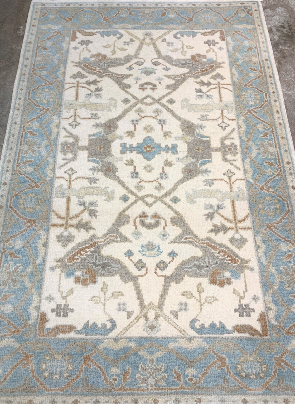 3'10'' x 6'0" Hand-Knotted 100% Wool Pile Oushak Area Rug