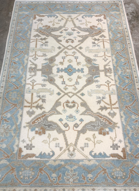 3'10'' x 6'0" Hand-Knotted 100% Wool Pile Oushak Area Rug