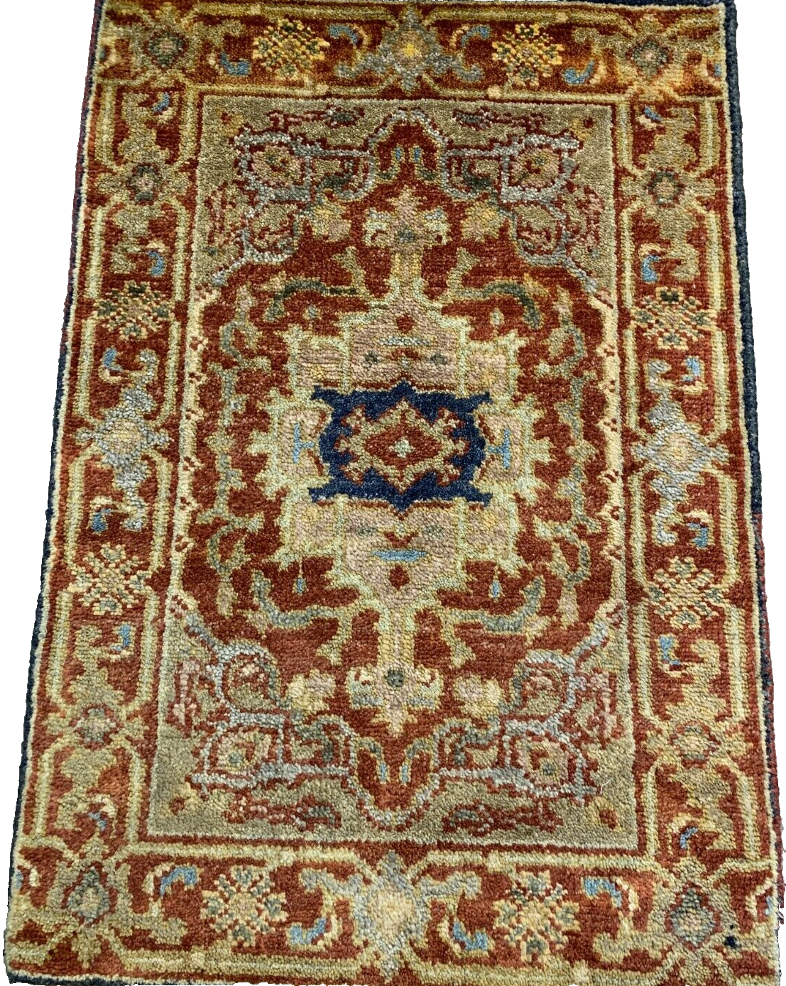 2'x3' Hand-Knotted 100% Wool Herize Design Carpet - Area Rug