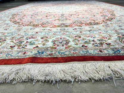 6'5"x9'5" Exquisite Hand-Knotted 100% Silk Qume Rug