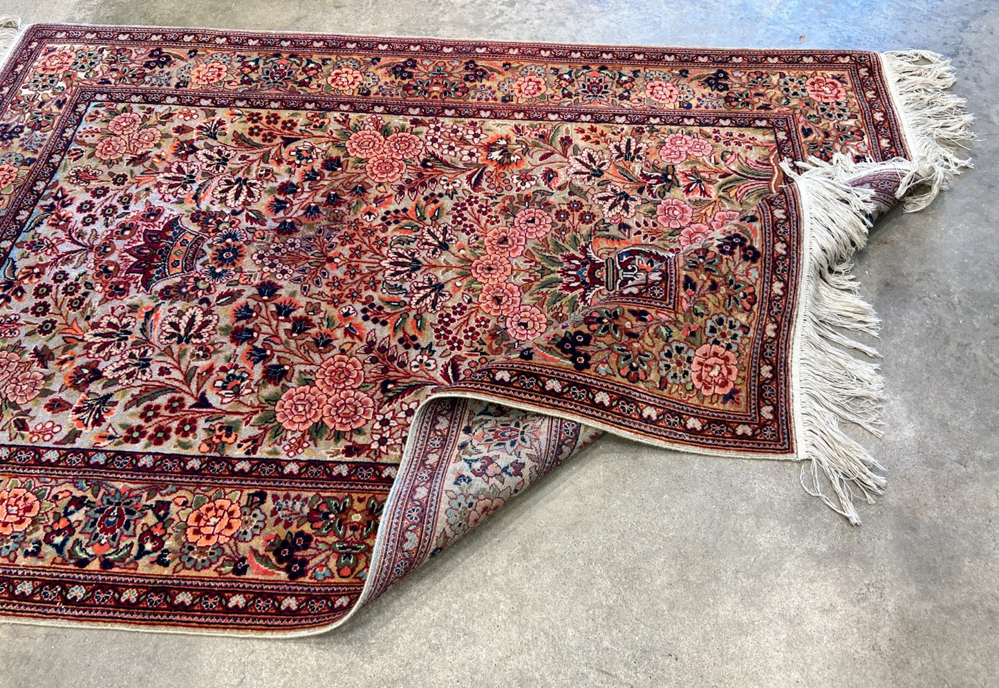 3'3"x5'4" Very Fine Hand-Knotted 100% Wool Pile Persiane Kashane Rug