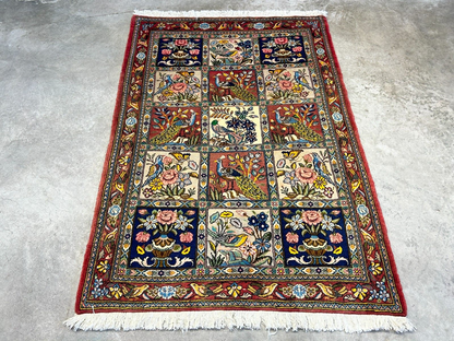3'5"x5'2" Hand-Knotted 100% Lamb Wool Bakhtiarie Carpet - Area Rug