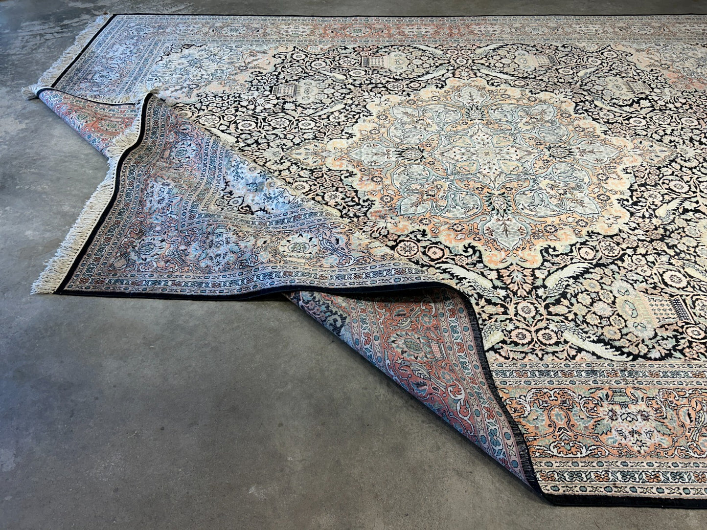 9'x12'6" Hand-Knotted 100%  Kashmiri Silk Pile Area Rug