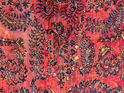 9'2"x11'4" Antique Fine Lamb Wool Sarouke Mohajeran Rug Hand-knotted Carpet