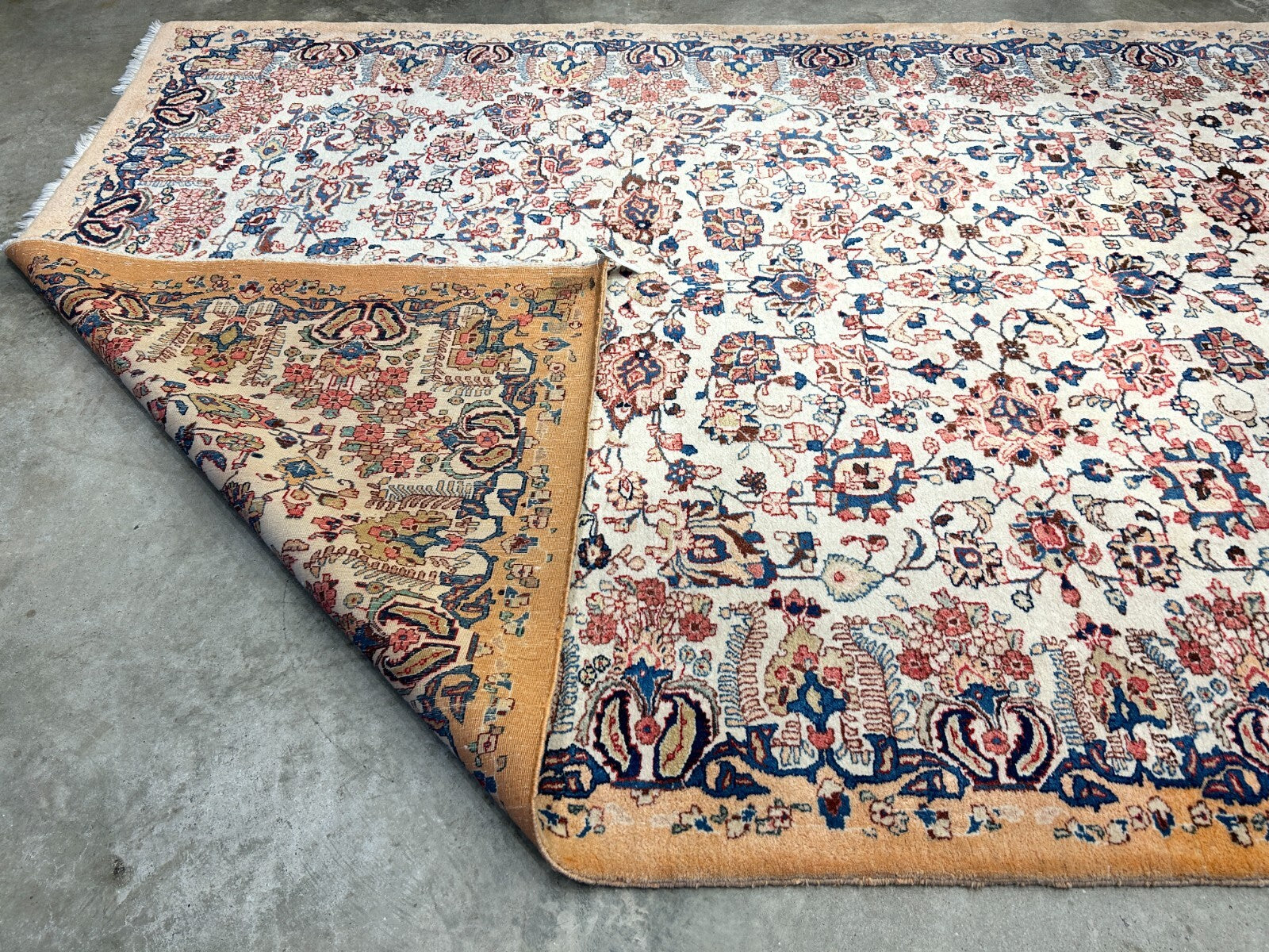 7'x11'10" Antique Hand-Knotted Wool Oriental Kermane Rug - Area Carpet