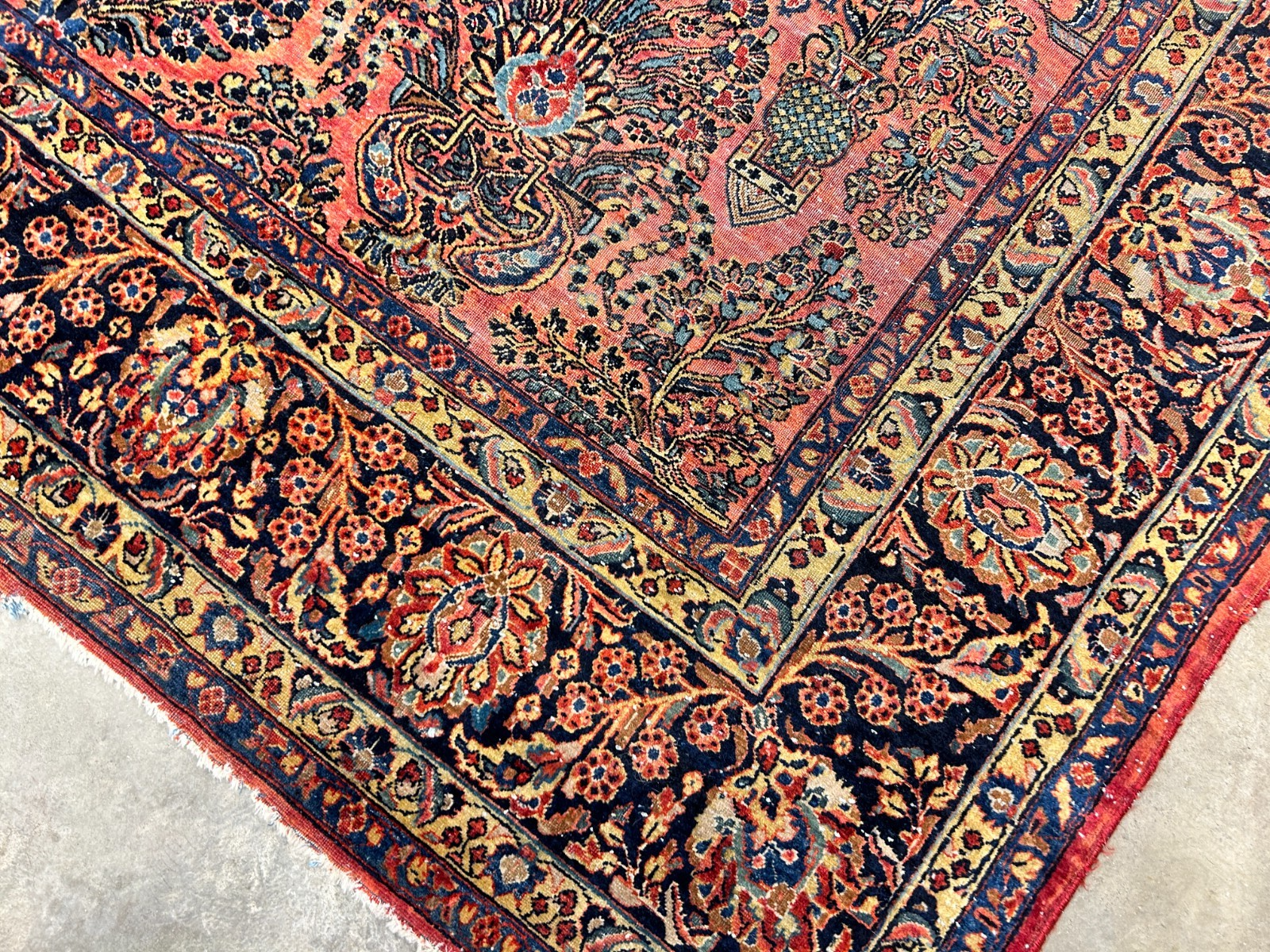 8'11"x11'8" Antique Fine Lamb Wool Sarouke Rug Hand-knotted Carpet