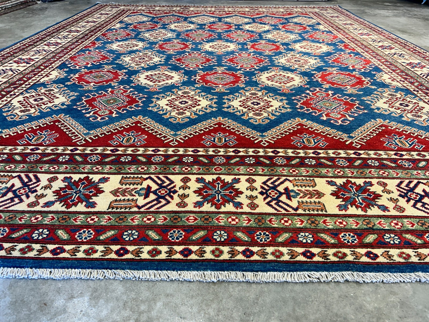9'x12' Hand-Knotted 100% Wool Pile Kazak Rug