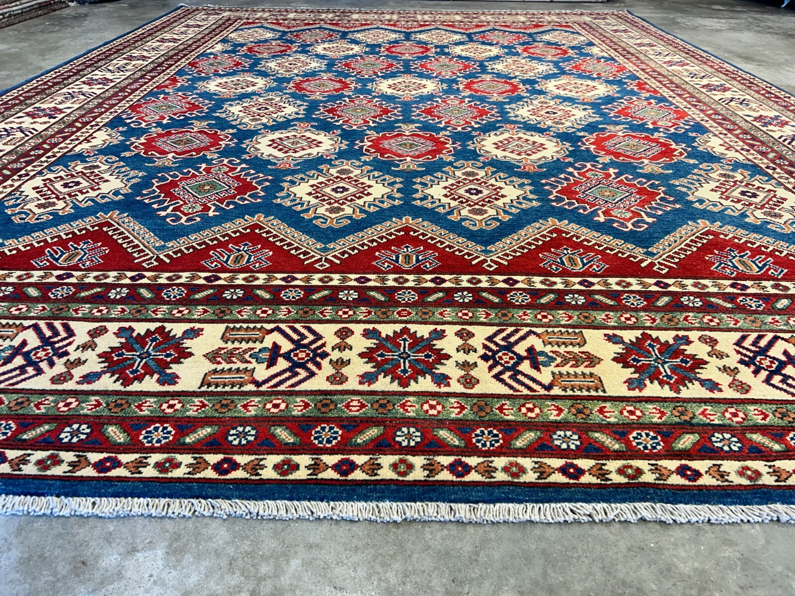 9'x12' Hand-Knotted 100% Wool Pile Kazak Rug