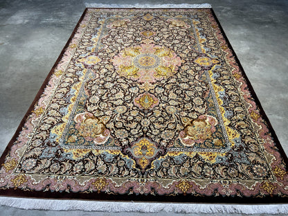 6'9"x10'2" Exquisite Hand-Knotted 100% Silk Qume Rug