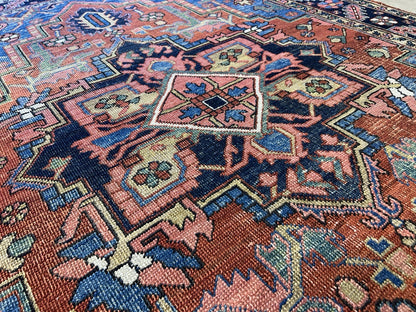 Collector Item- 5’x6’10” Antique Hand-Knotted 100% Wool Pile Serapie Area Rug